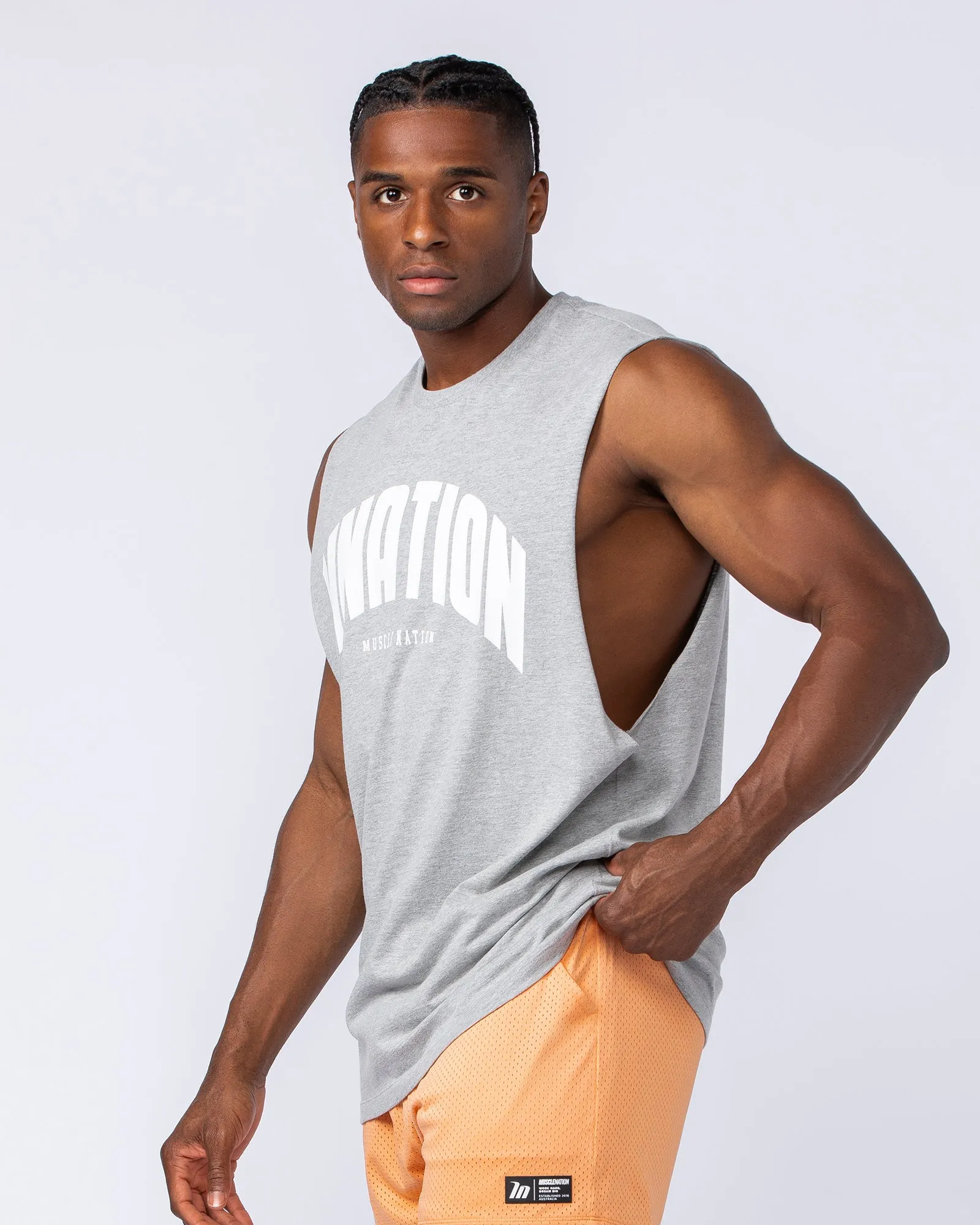 Drop Arm Tank - Grey Marl sold by Muscle Nation product image thumbnail 4