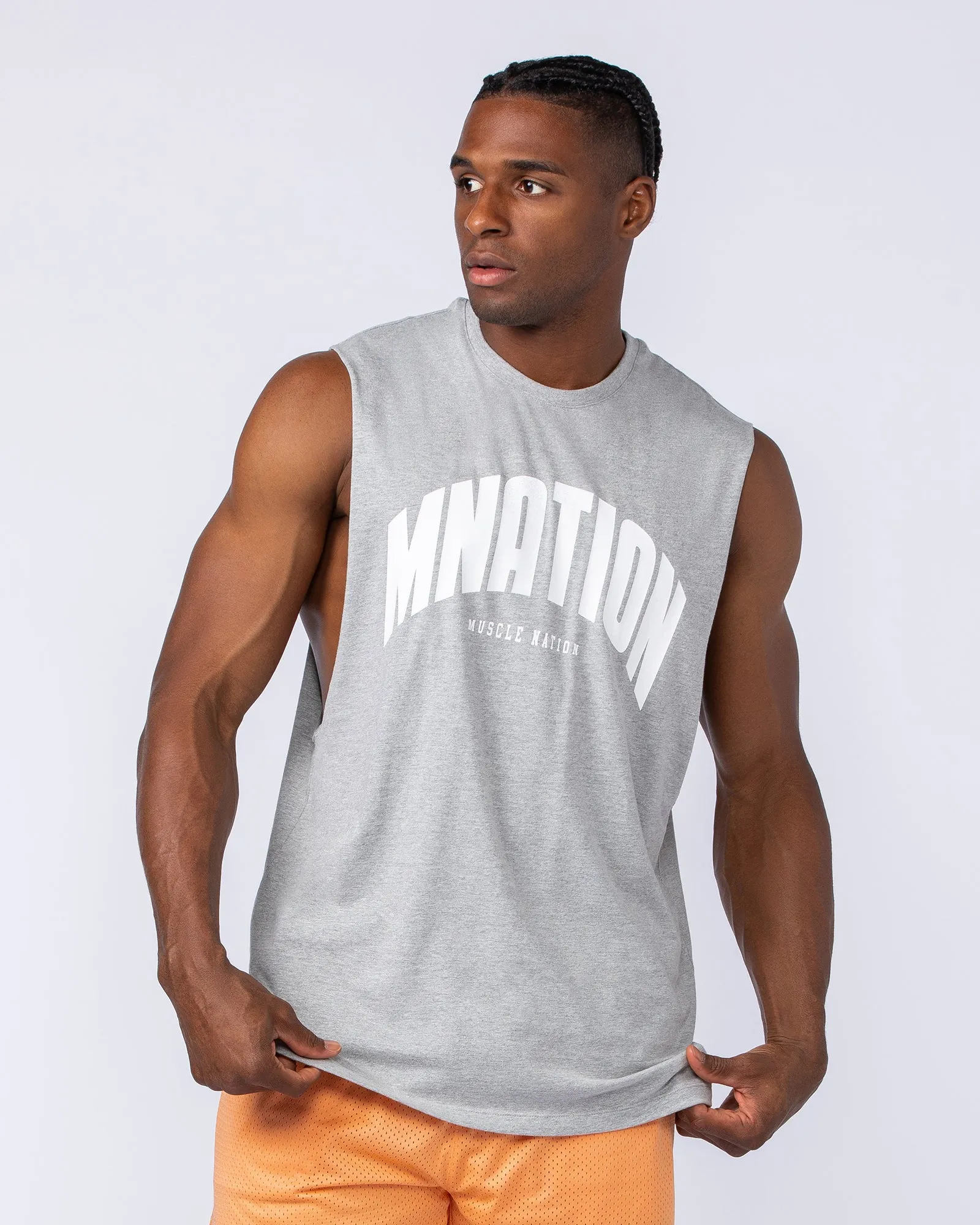 Drop Arm Tank - Grey Marl sold by Muscle Nation