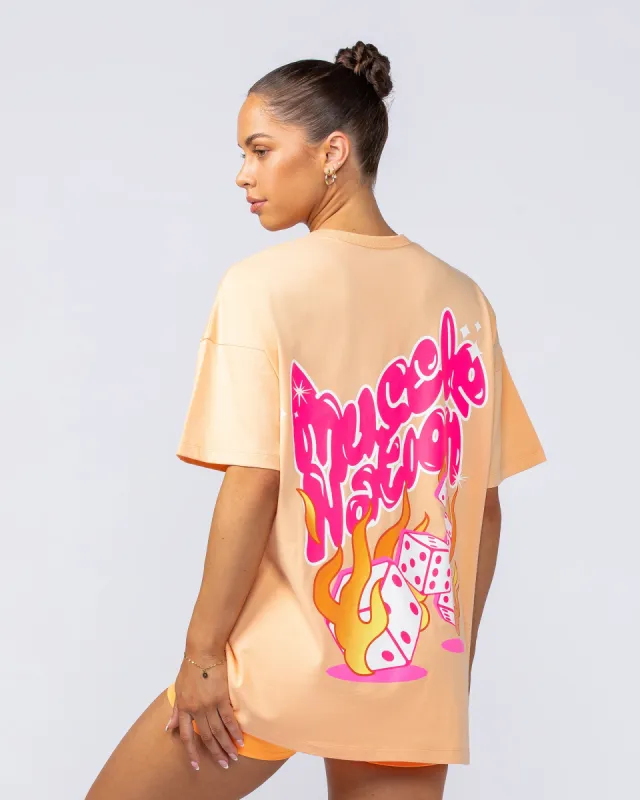 Flamin' Dice Oversized Tee - Mango sold by Muscle Nation