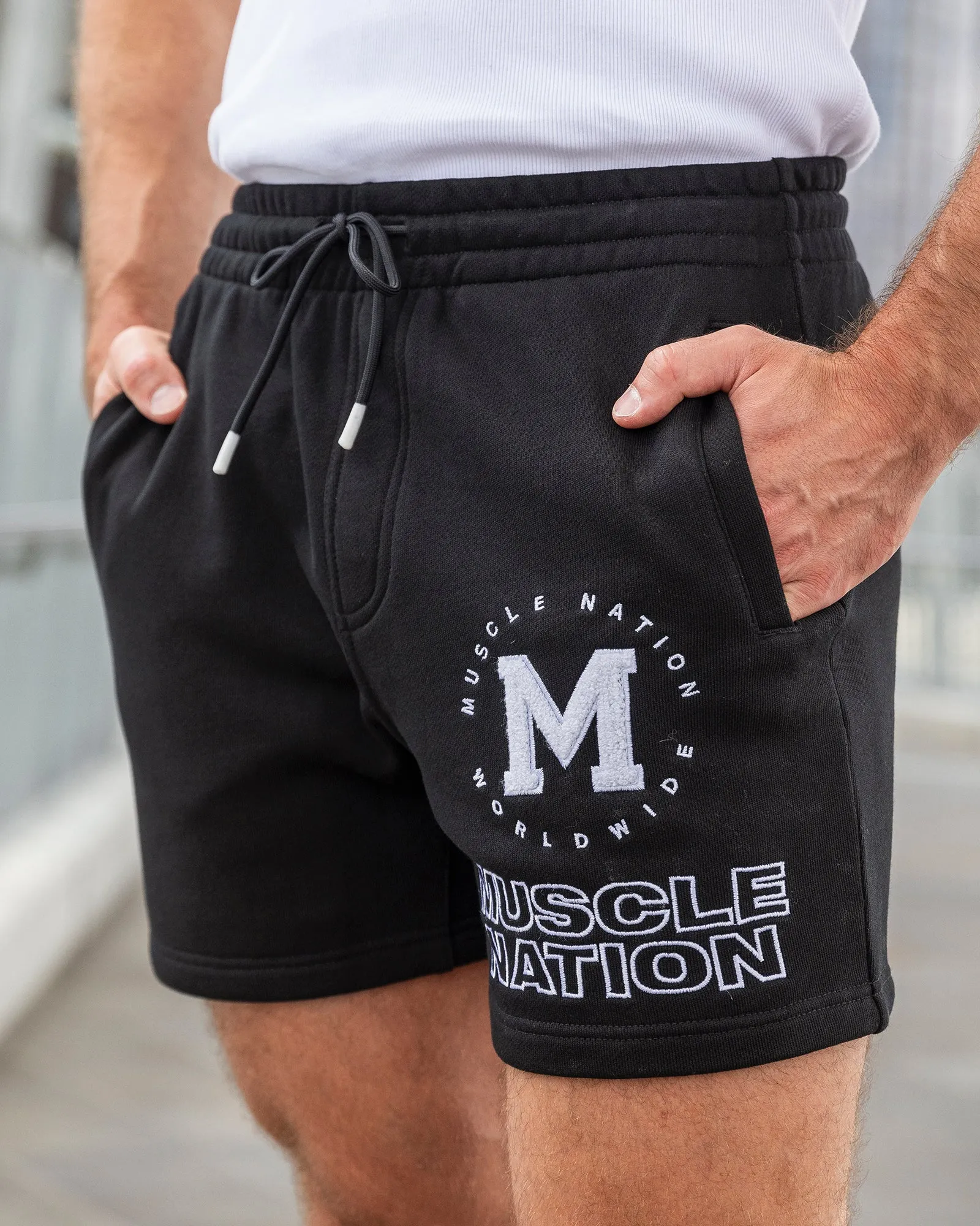 College Sweat 5" Shorts - Black sold by Muscle Nation