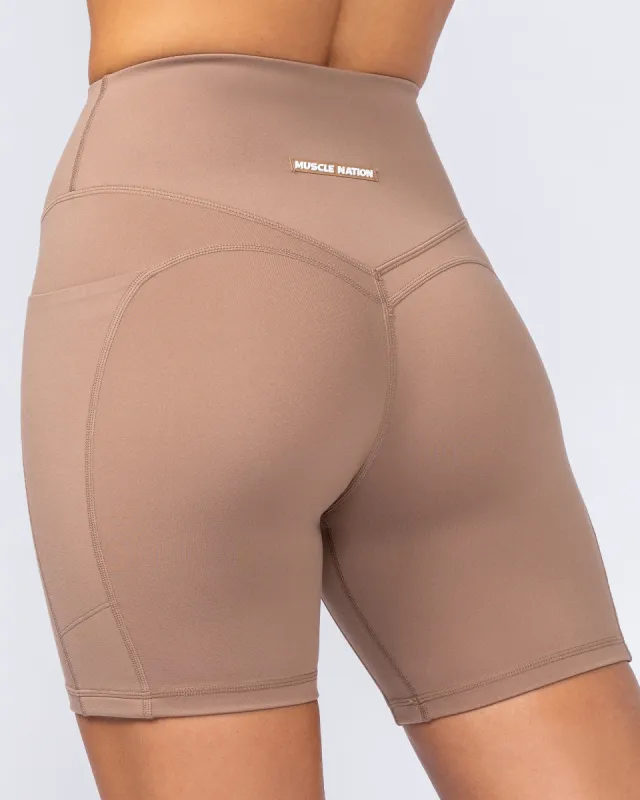 Booty Shaper Pocket Bike Shorts - Cinnamon made by Muscle Nation