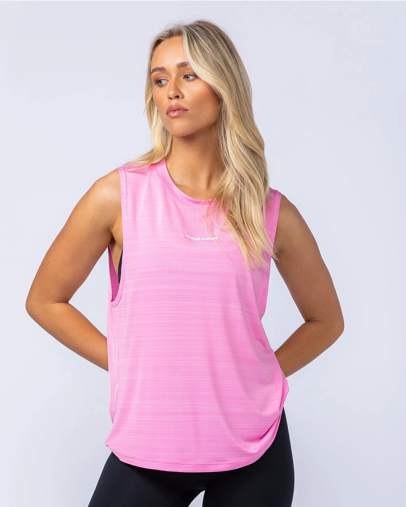 Active Drop Arm Training Tank - Hollywood Pink sold by Muscle Nation