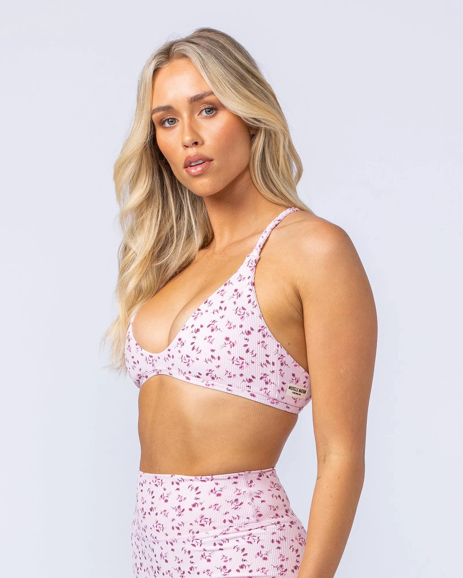 Breeze Rib Bralette - Cherry Floral Print sold by Muscle Nation product image thumbnail 4