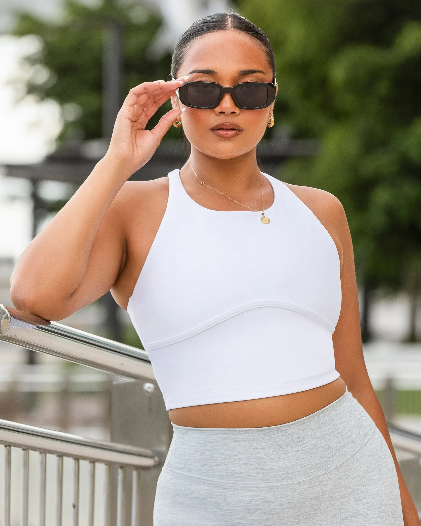 Limitless Cropped Active Tank - White sold by Muscle Nation