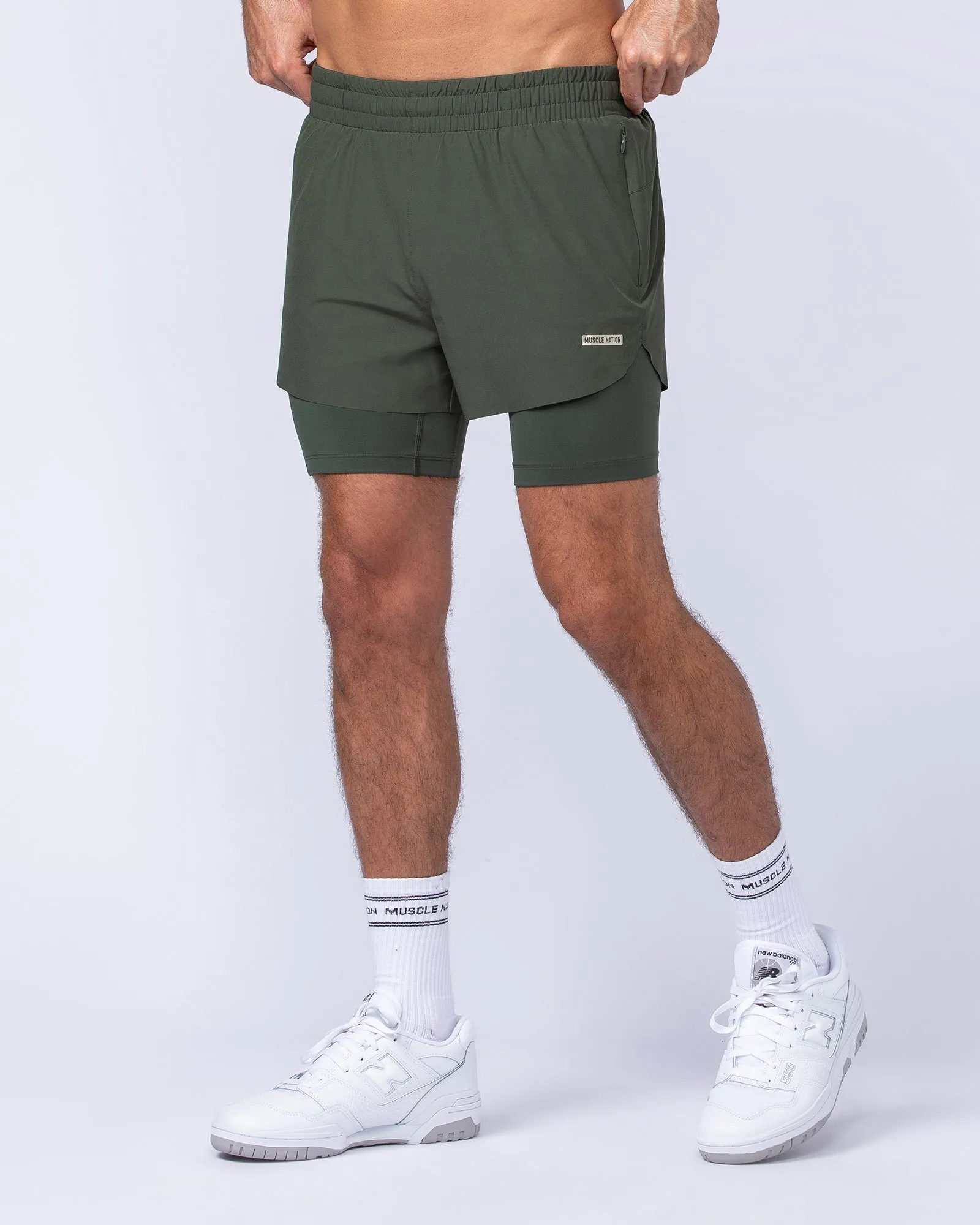 Hybrid 3" Shorts - Dark Khaki sold by Muscle Nation