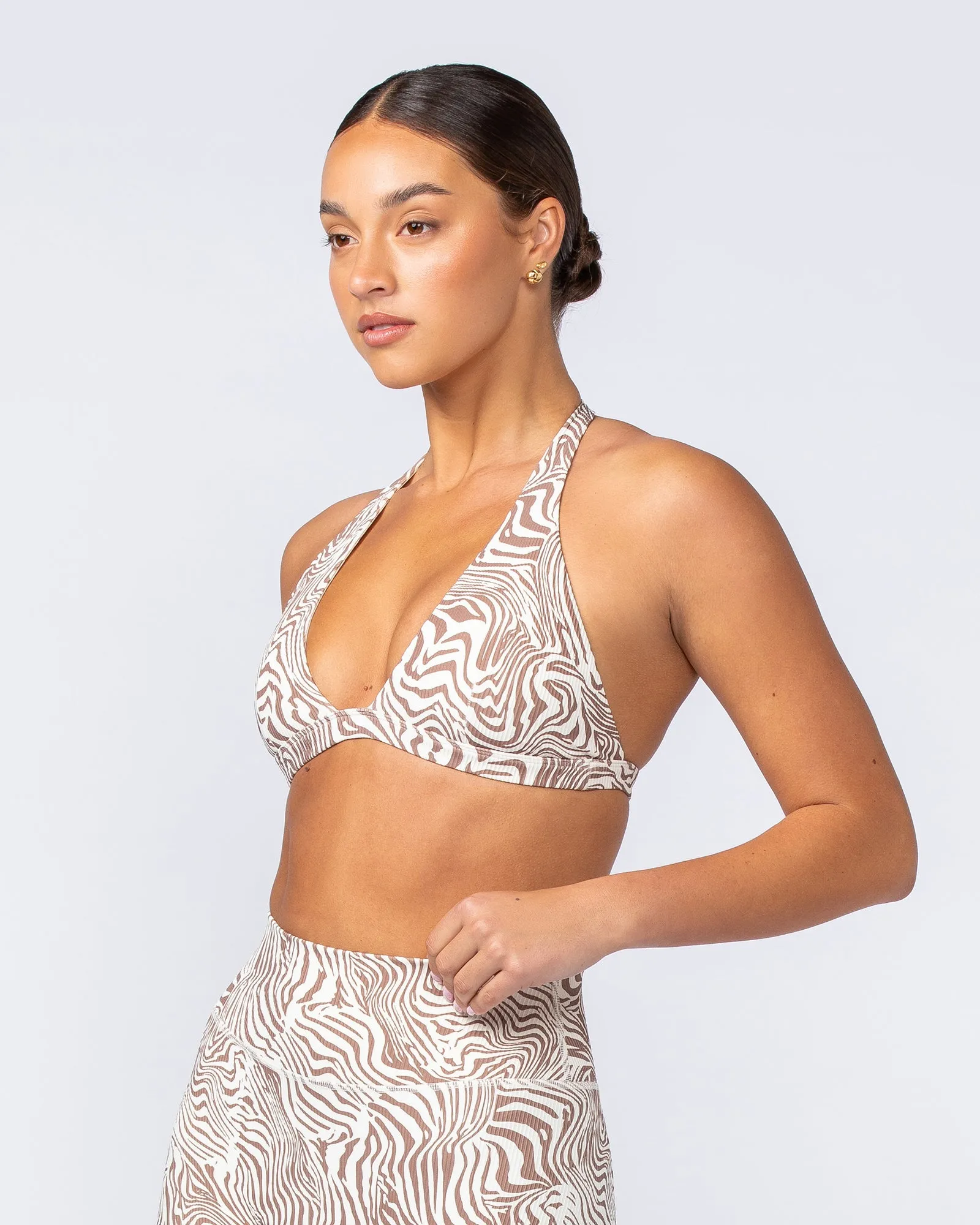 Halter Rib Bralette - Cinnamon Zebra sold by Muscle Nation product image thumbnail 3