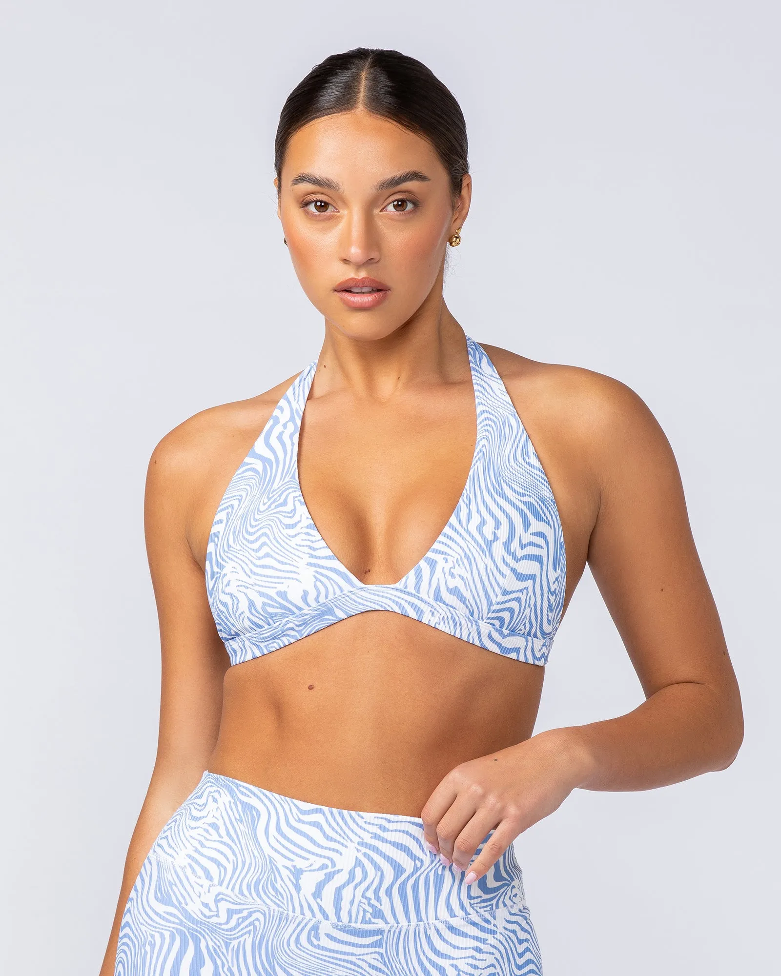 Halter Rib Bralette - Pacific Blue Zebra sold by Muscle Nation product image thumbnail 4