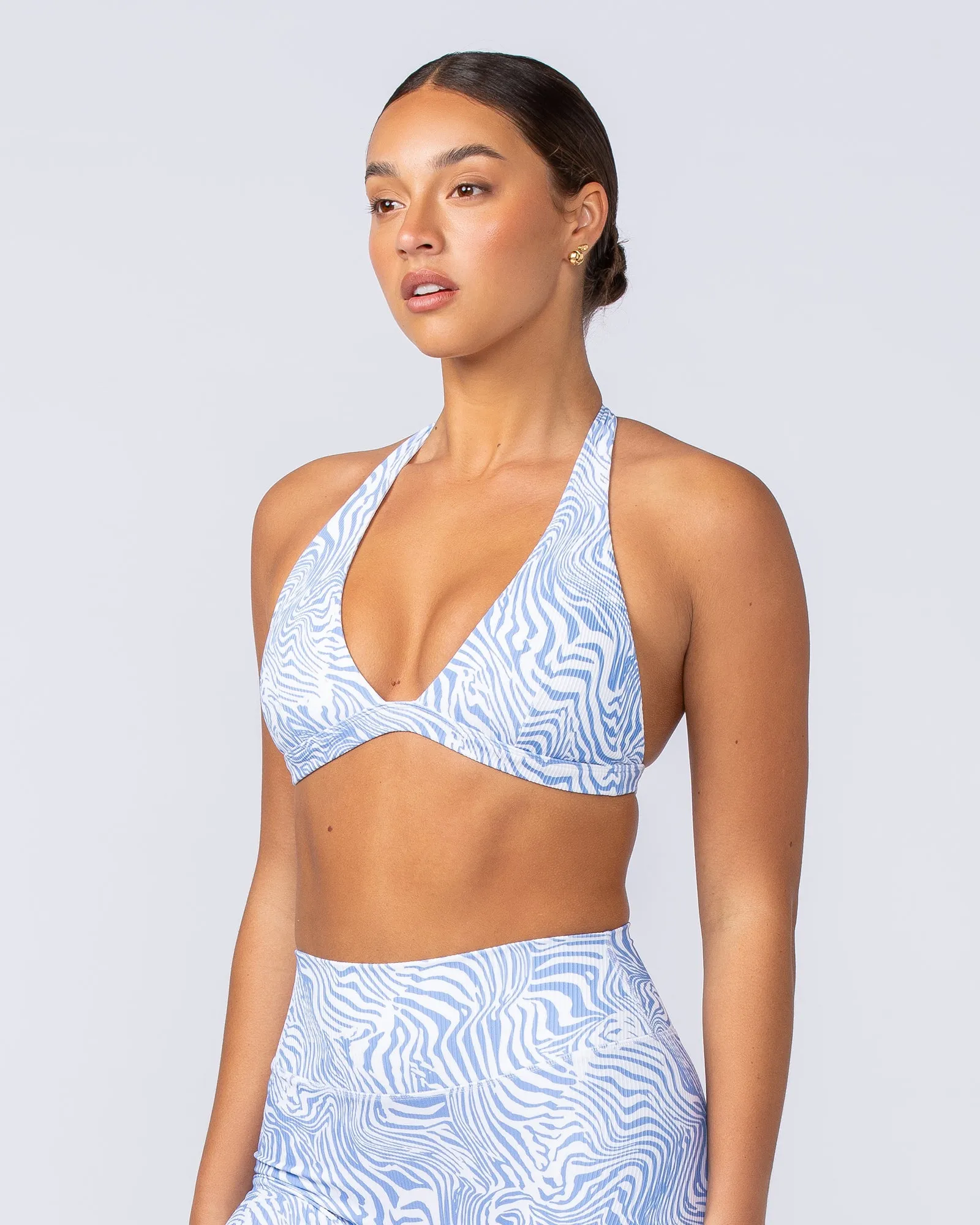 Halter Rib Bralette - Pacific Blue Zebra sold by Muscle Nation product image thumbnail 5