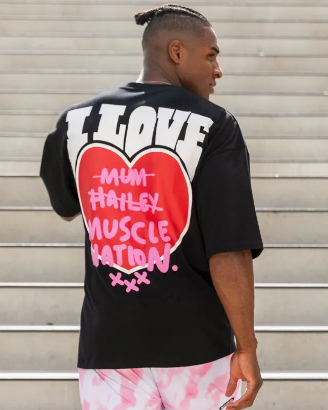 Mens Biggest Fan Oversized Tee - Black sold by Muscle Nation