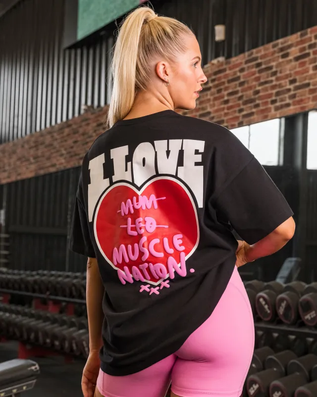 Womens Biggest Fan Oversized Tee - Black made by Muscle Nation