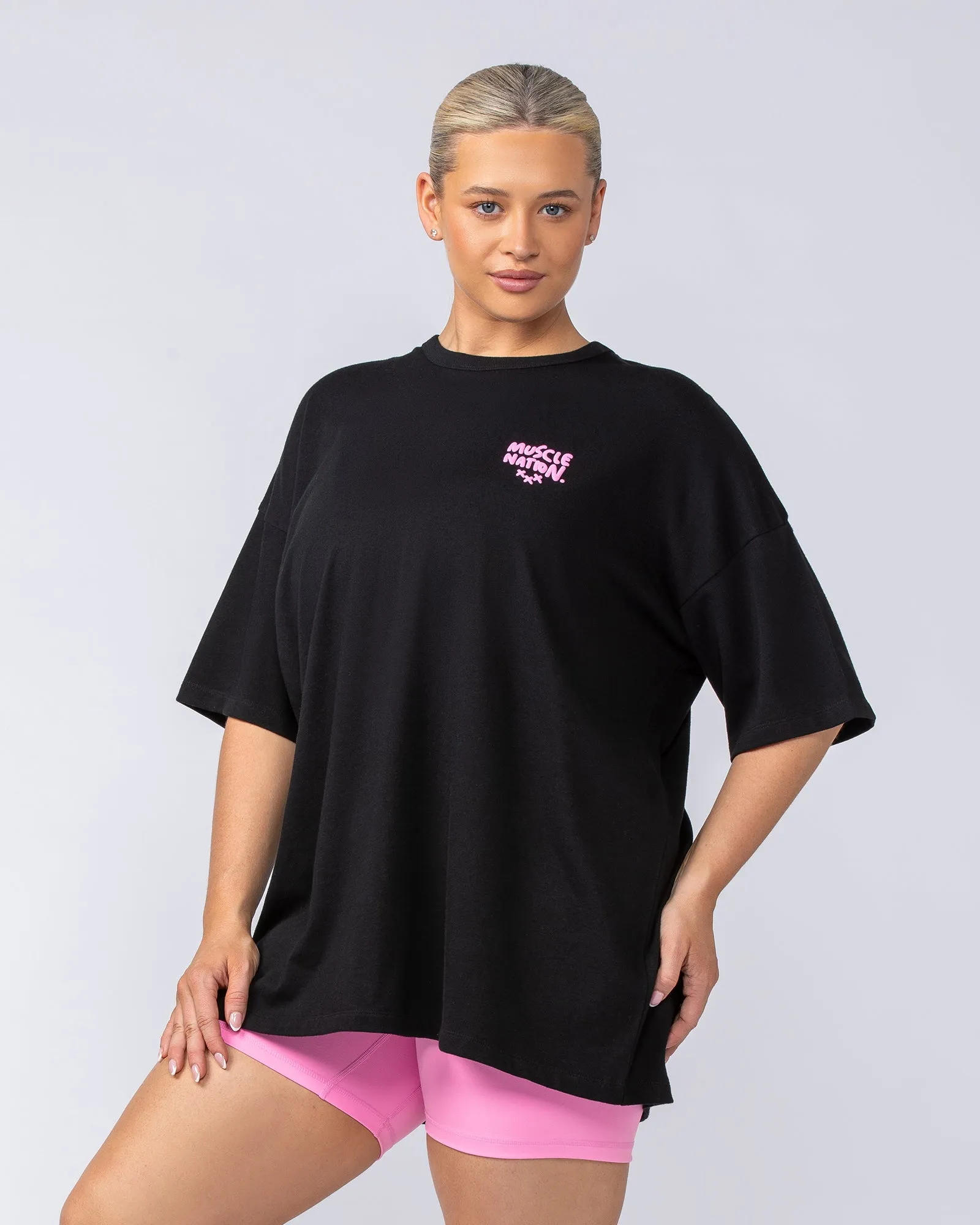 Womens Biggest Fan Oversized Tee - Black sold by Muscle Nation product image thumbnail 3
