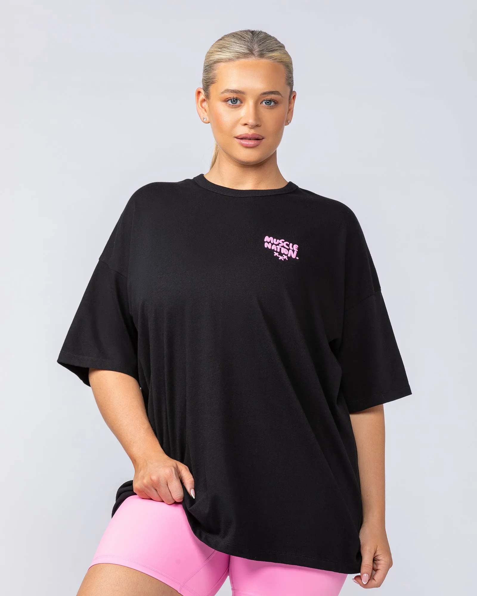 Womens Biggest Fan Oversized Tee - Black sold by Muscle Nation product image thumbnail 2