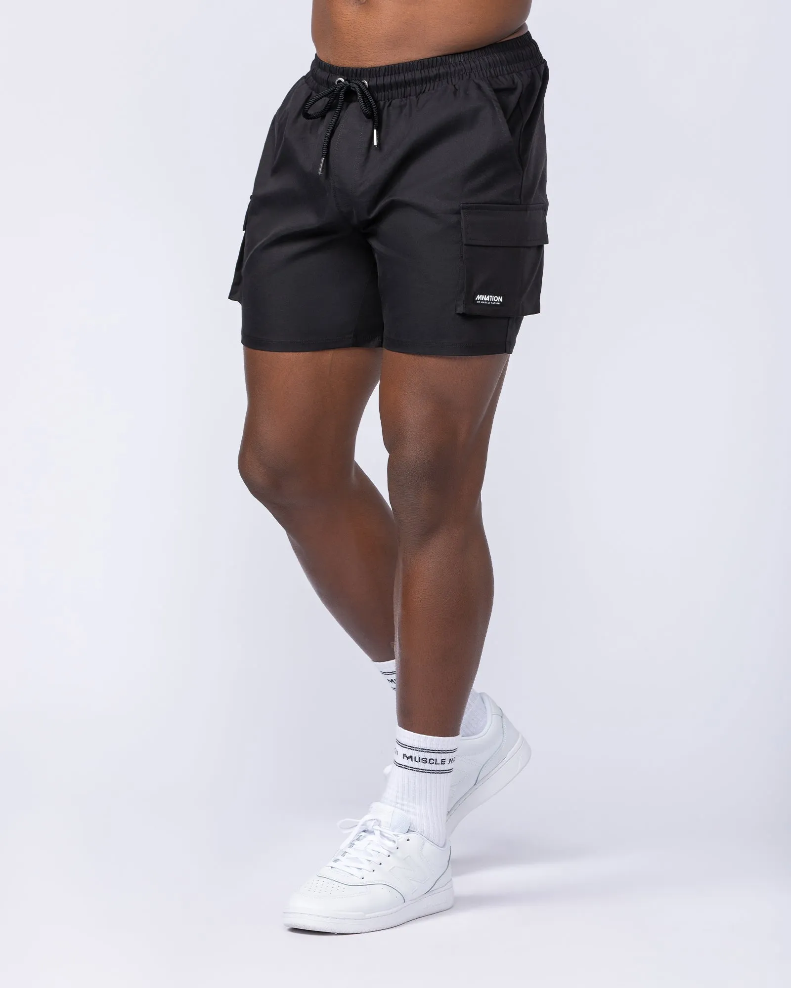 Daily Cargo 5" Shorts - Black (Silicon Logo) sold by Muscle Nation product image thumbnail 3