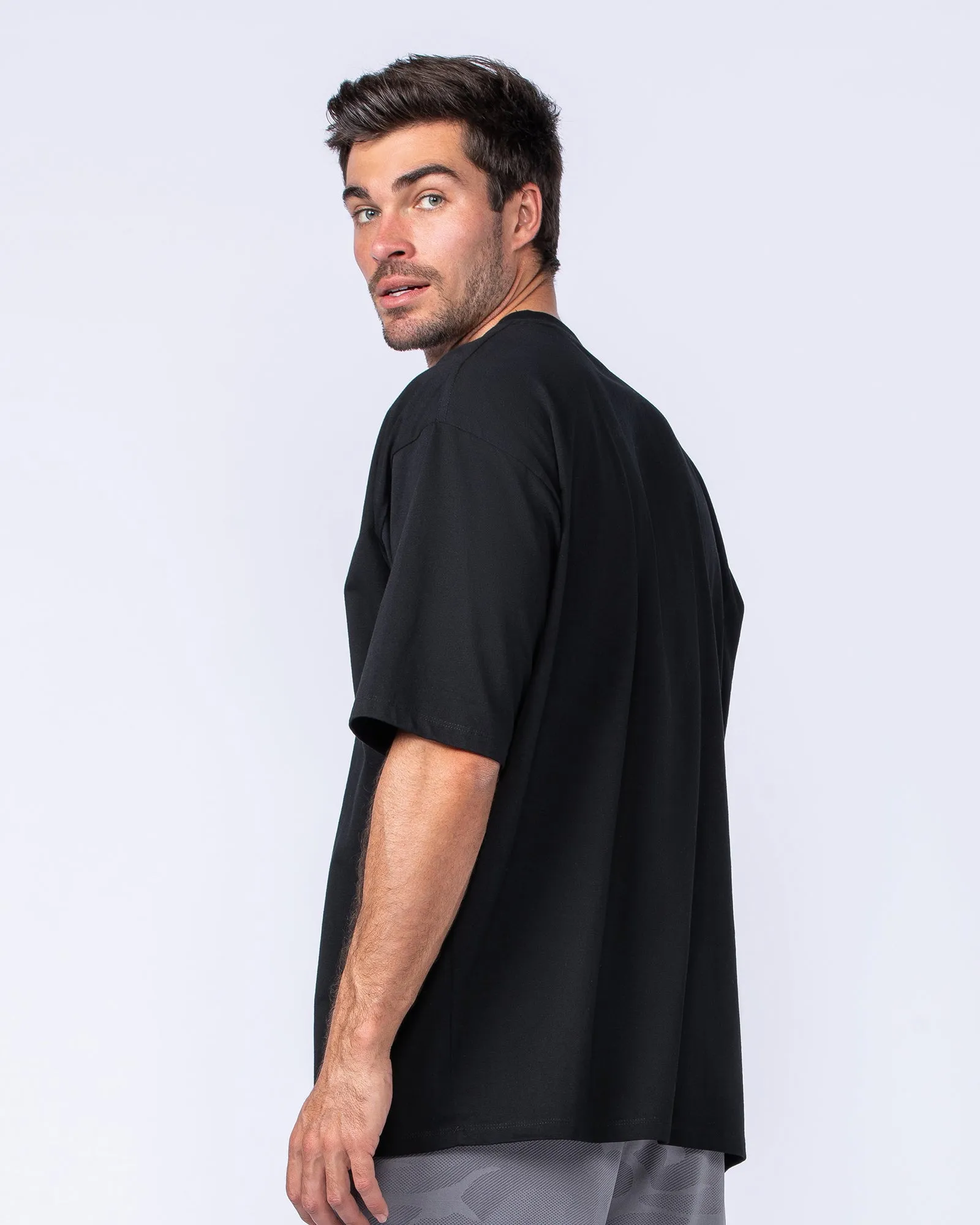 MN Varsity Oversized Tee - Black sold by Muscle Nation product image thumbnail 4