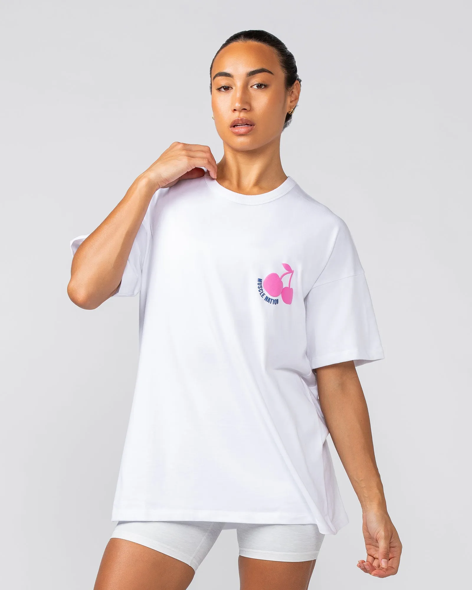 Cherry Oversized Tee - White sold by Muscle Nation product image thumbnail 2