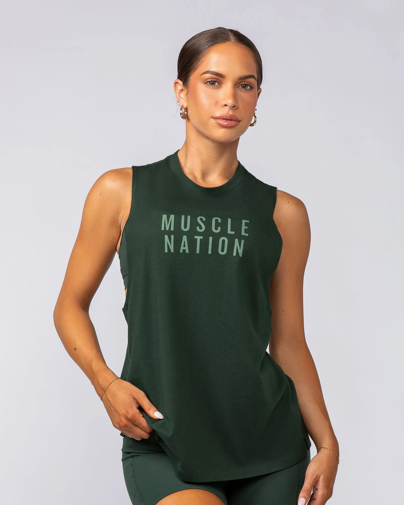 Essential Training Tank - Forest Green sold by Muscle Nation