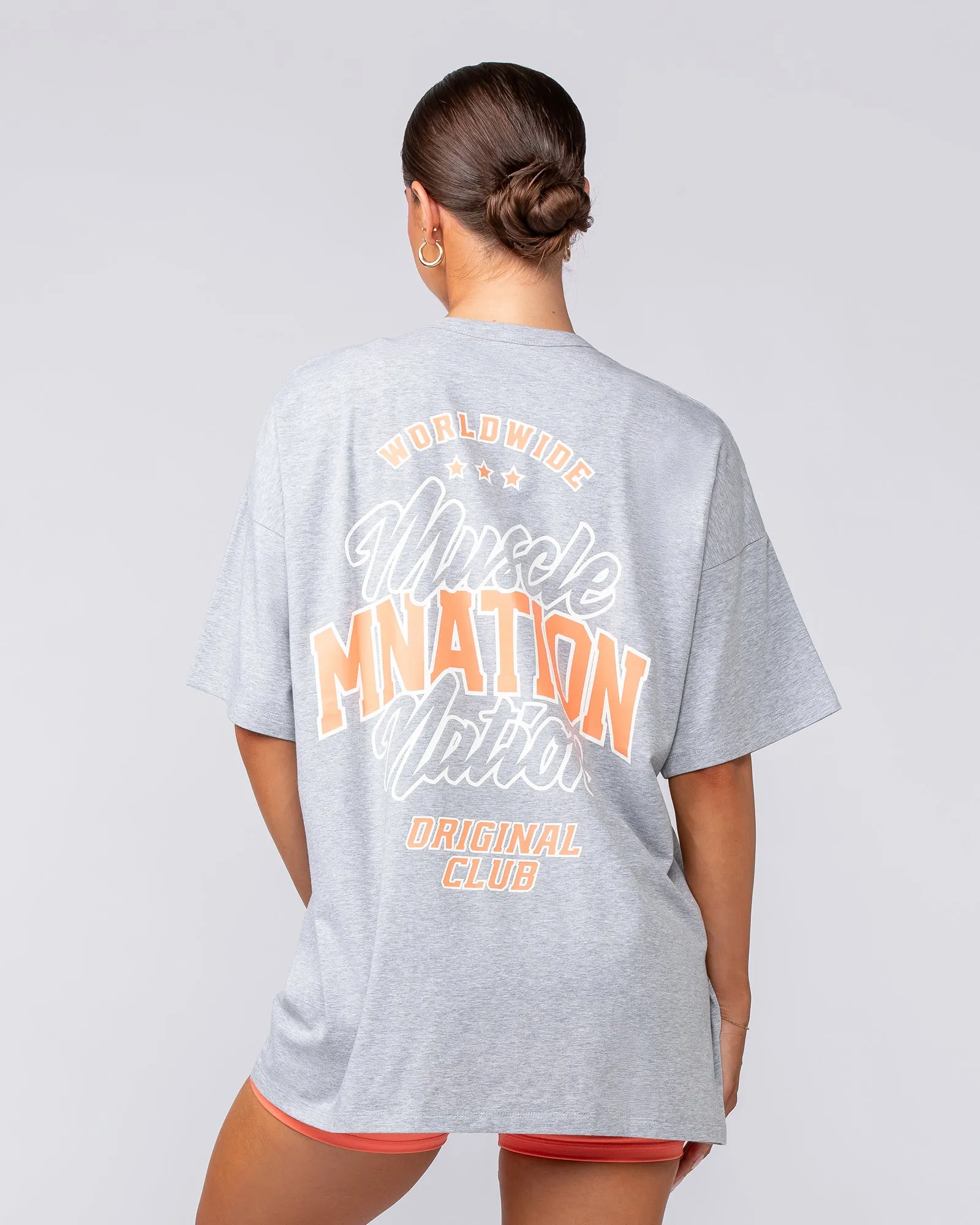 Campus Oversized Tee - Light Grey Marl / Hot Coral sold by Muscle Nation product image thumbnail 4