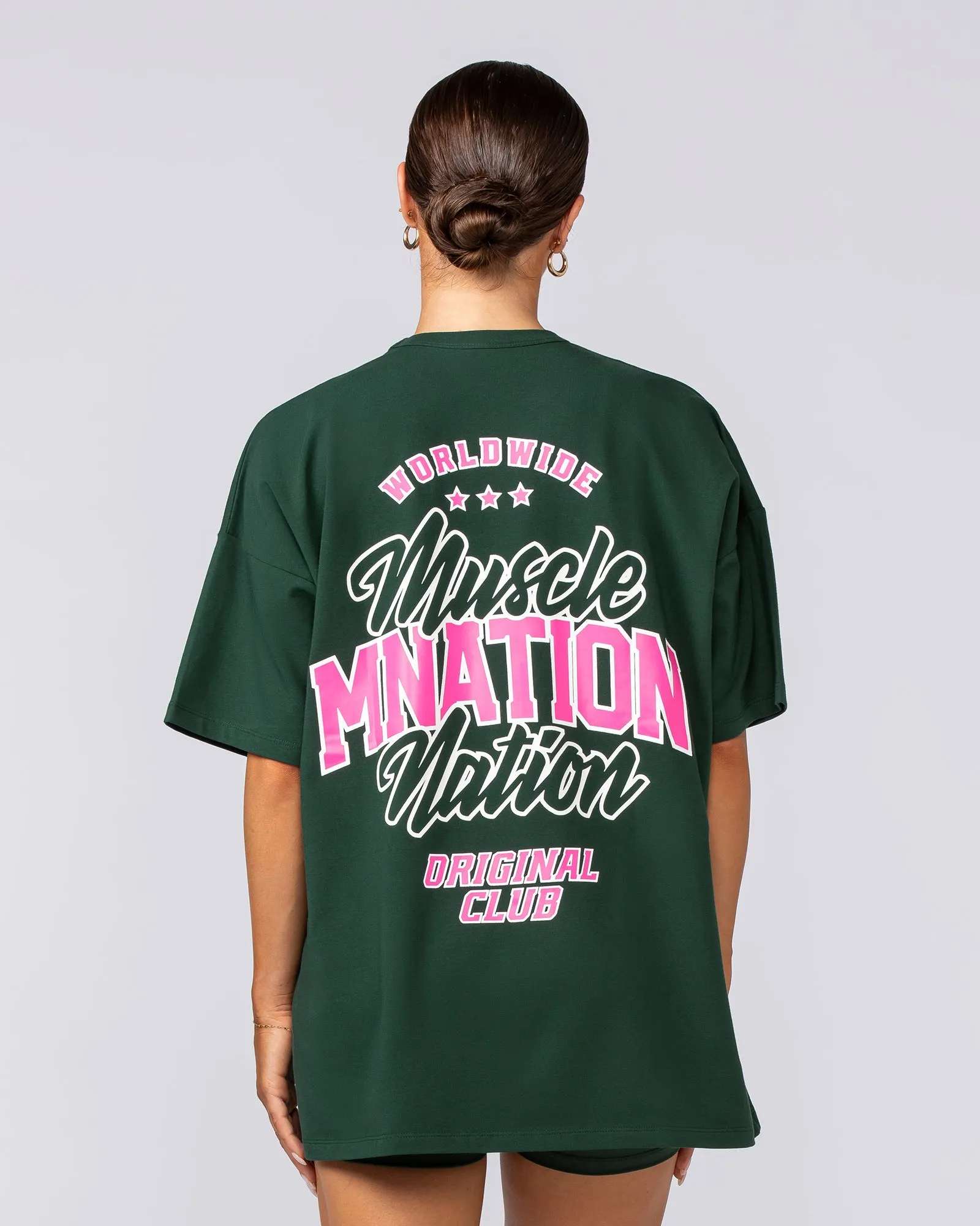Campus Oversized Tee - Forest Green / Luminous Pink sold by Muscle Nation product image thumbnail 5