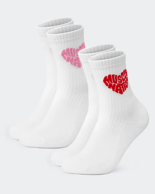 Womens Heart Crew Sock (2x Pack) made by Muscle Nation
