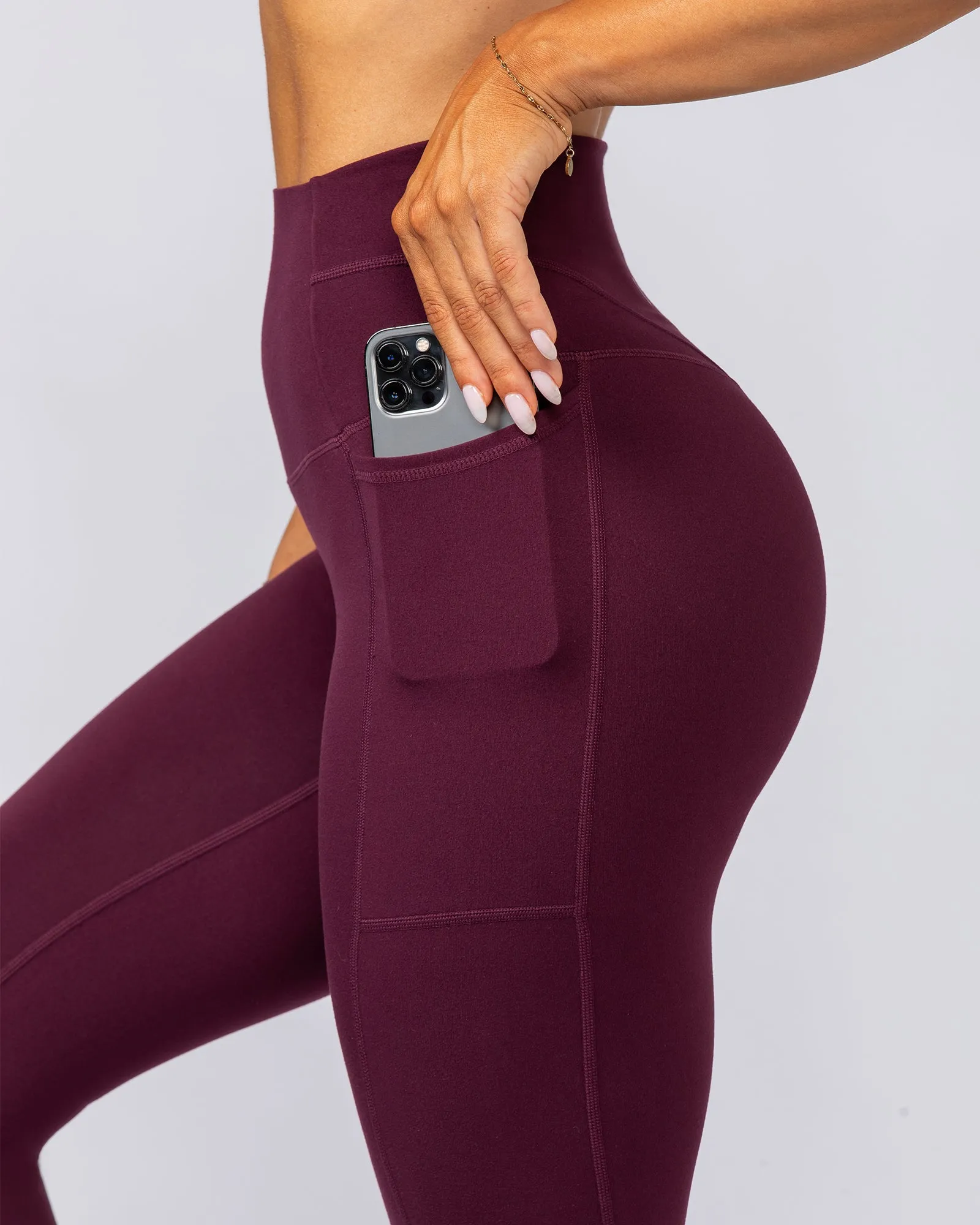 Unrivalled Everyday Pocket Ankle Leggings - Sangria sold by Muscle Nation product image thumbnail 4