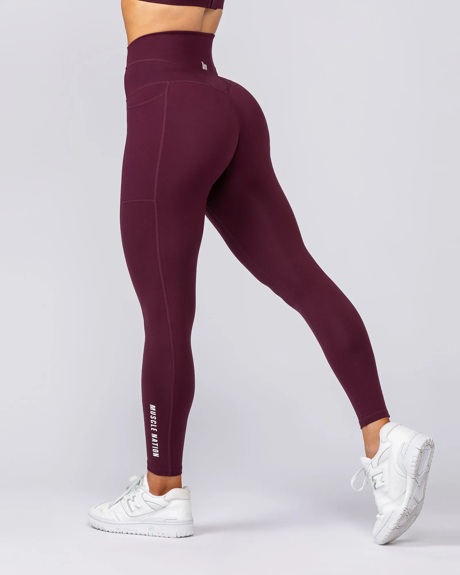 Unrivalled Everyday Pocket Ankle Leggings - Sangria sold by Muscle Nation product image thumbnail 5