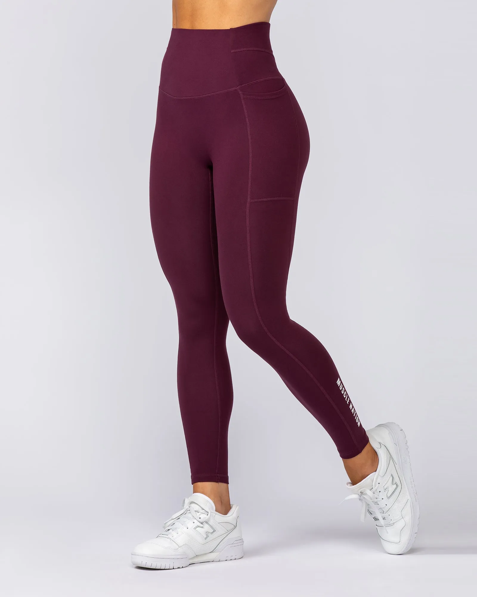 Unrivalled Everyday Pocket Ankle Leggings - Sangria sold by Muscle Nation product image thumbnail 2