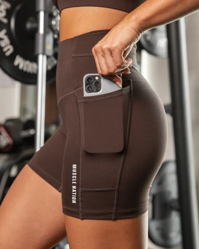 Unrivalled Everyday Pocket Bike Shorts - Cocoa sold by Muscle Nation