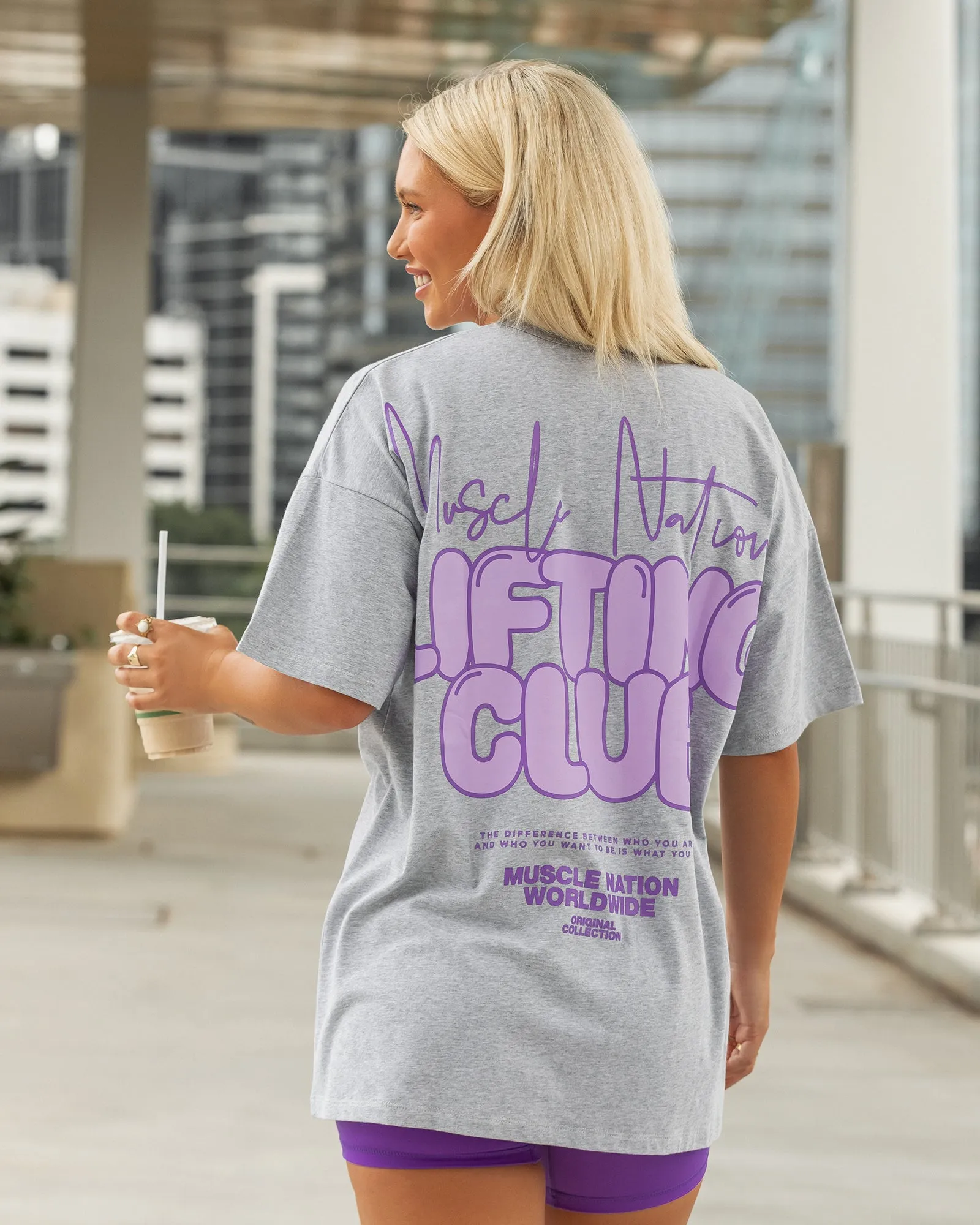 Lifting Club Oversized Tee - Grey Marl sold by Muscle Nation