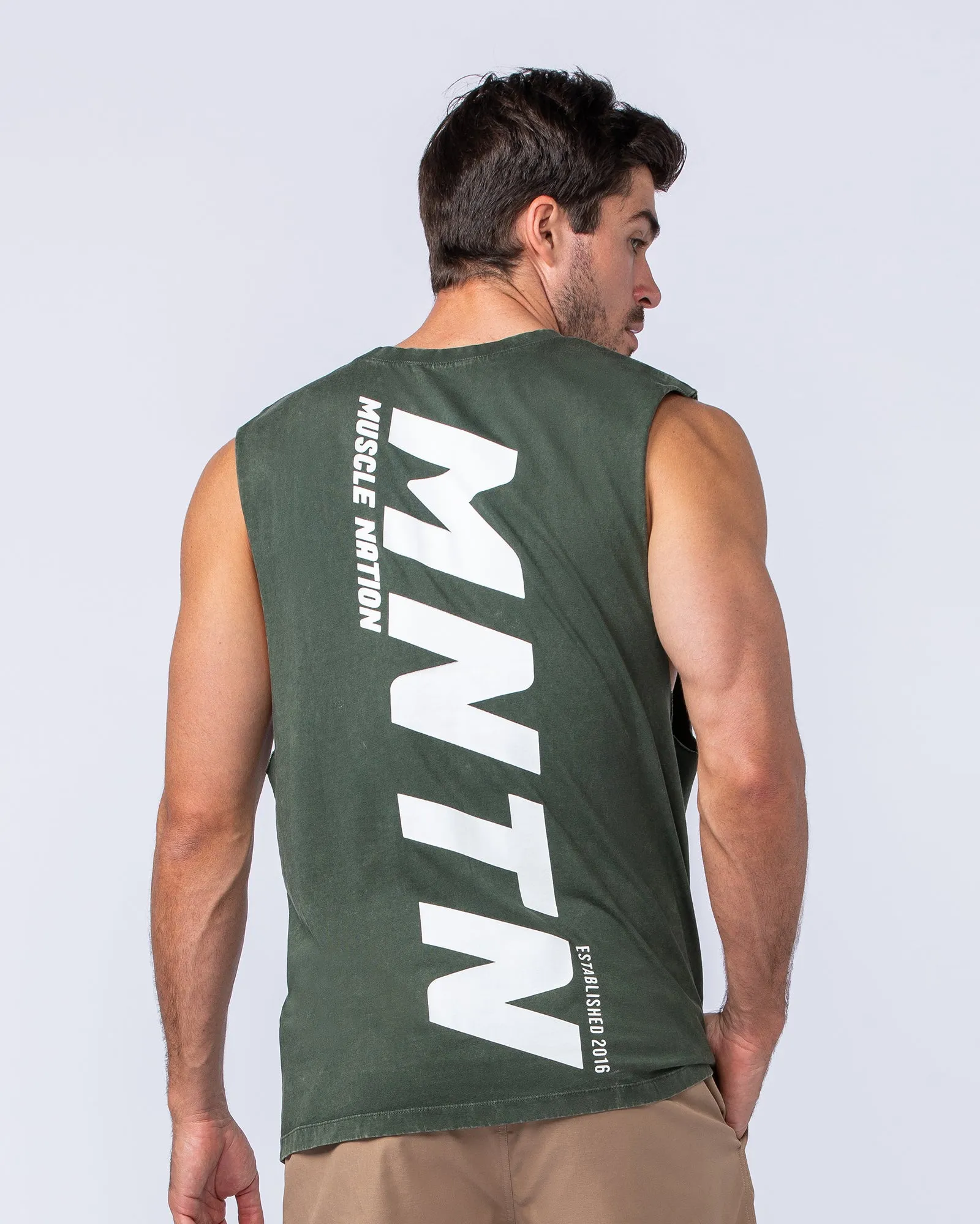 Boxy Vintage Tank - Dark Khaki sold by Muscle Nation product image thumbnail 4