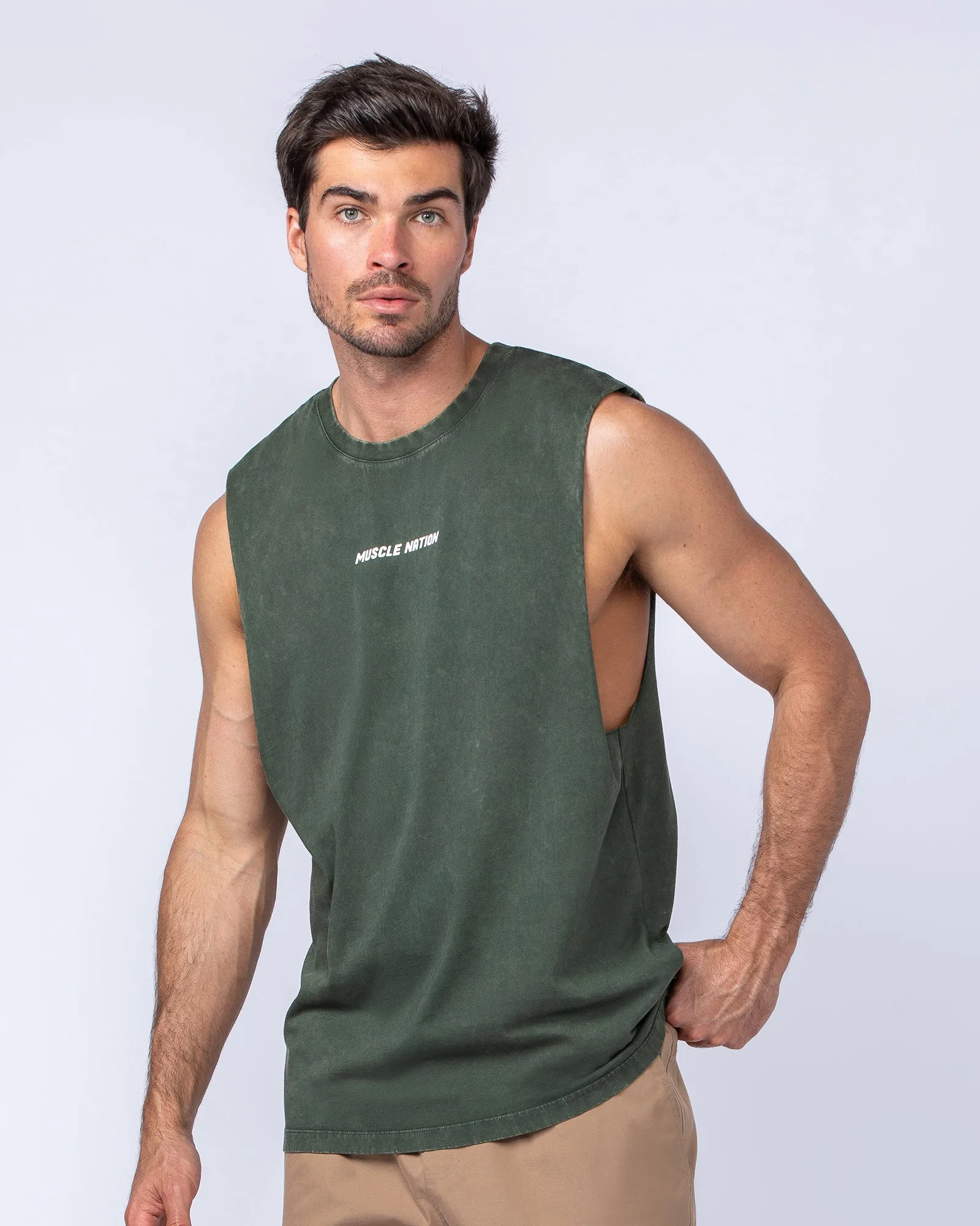 Boxy Vintage Tank - Dark Khaki sold by Muscle Nation product image thumbnail 2