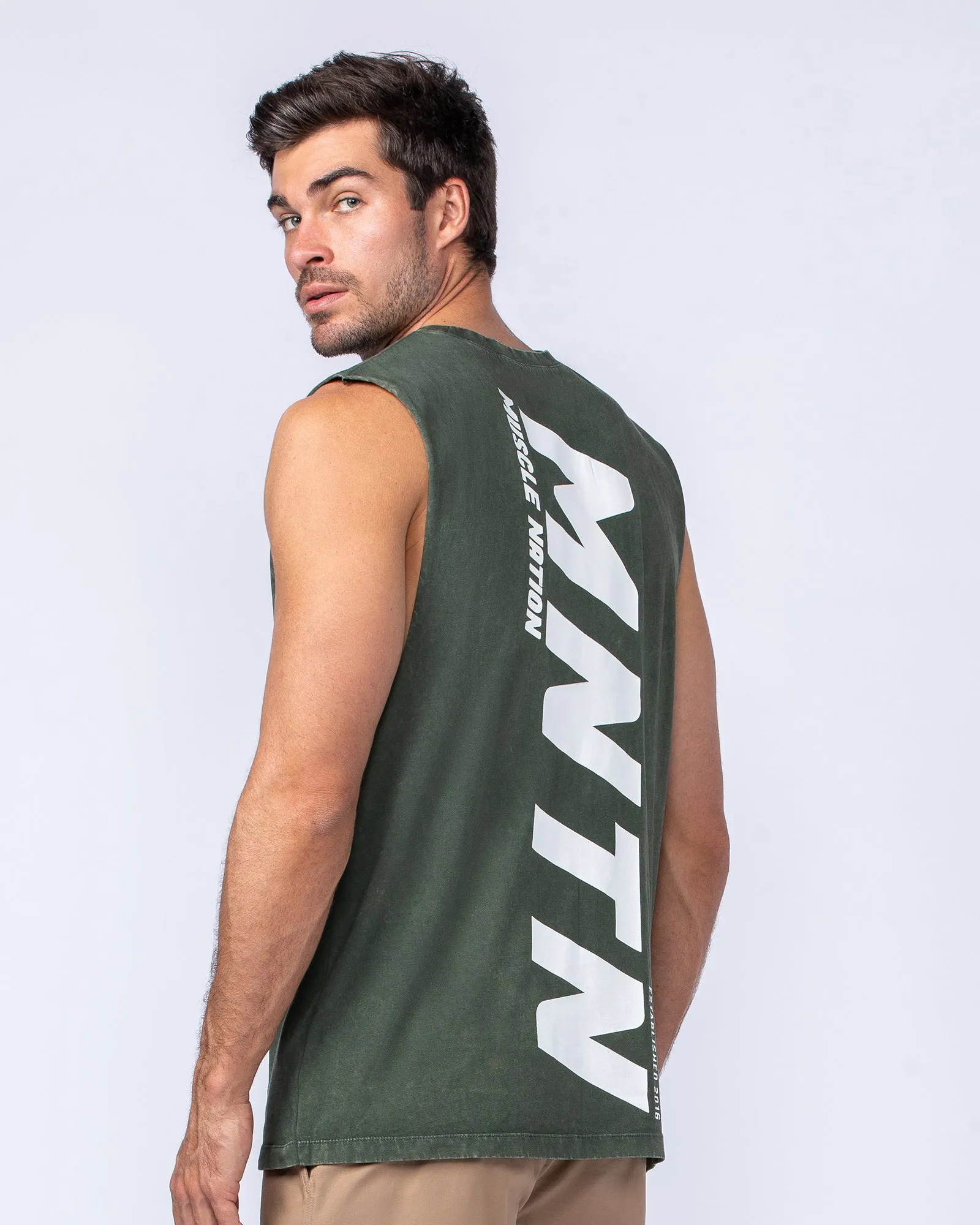 Boxy Vintage Tank - Dark Khaki sold by Muscle Nation product image thumbnail 3