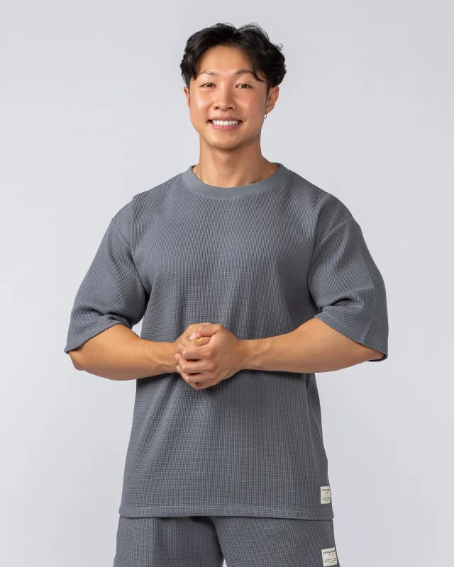 Lee Lem Short Boxy Waffle Tee - Platinum Grey made by Muscle Nation