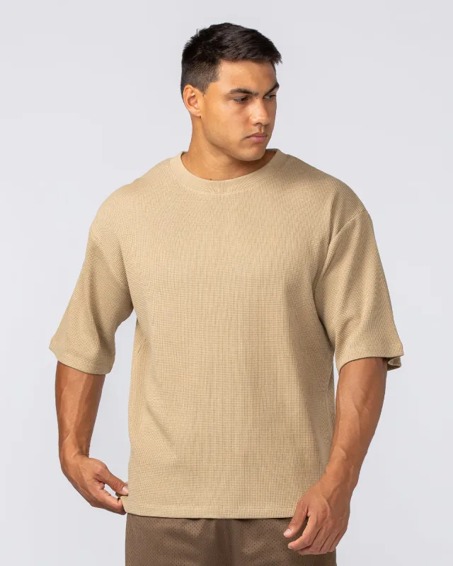 Lee Lem Short Boxy Waffle Tee - Butterscotch made by Muscle Nation