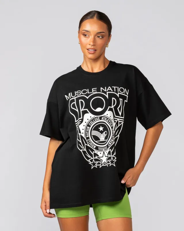 Athletics Oversized Tee - Black sold by Muscle Nation