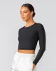 Sculpted Rib Long Sleeve Top - Black sold by Muscle Nation