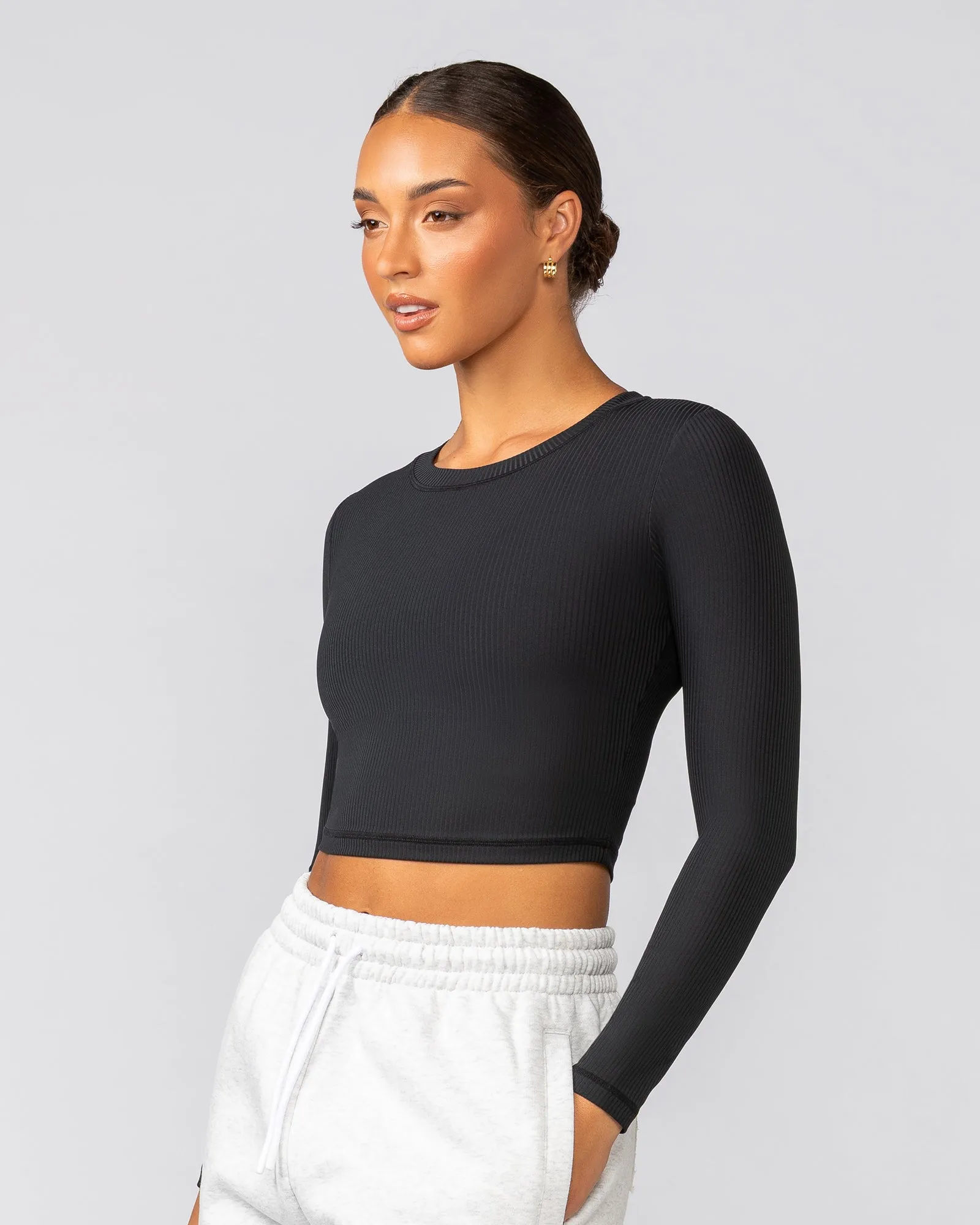 Sculpted Rib Long Sleeve Top - Black sold by Muscle Nation product image thumbnail 3