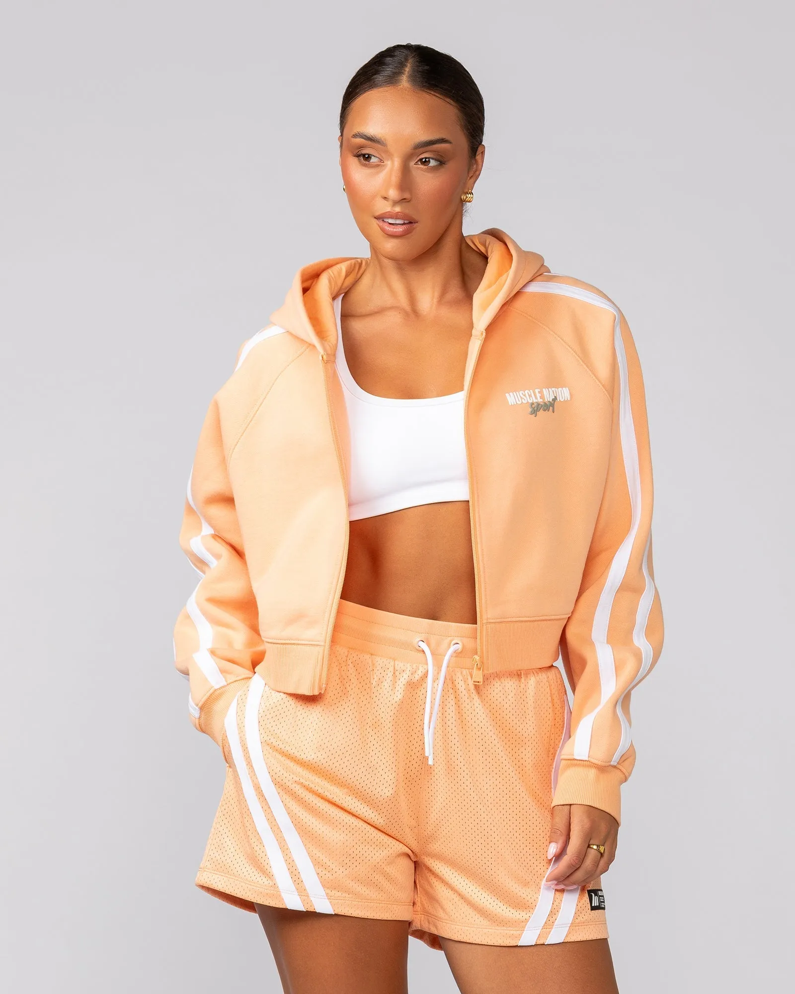 Recoup Cropped Zip Up Hoodie - Melon sold by Muscle Nation product image thumbnail 3