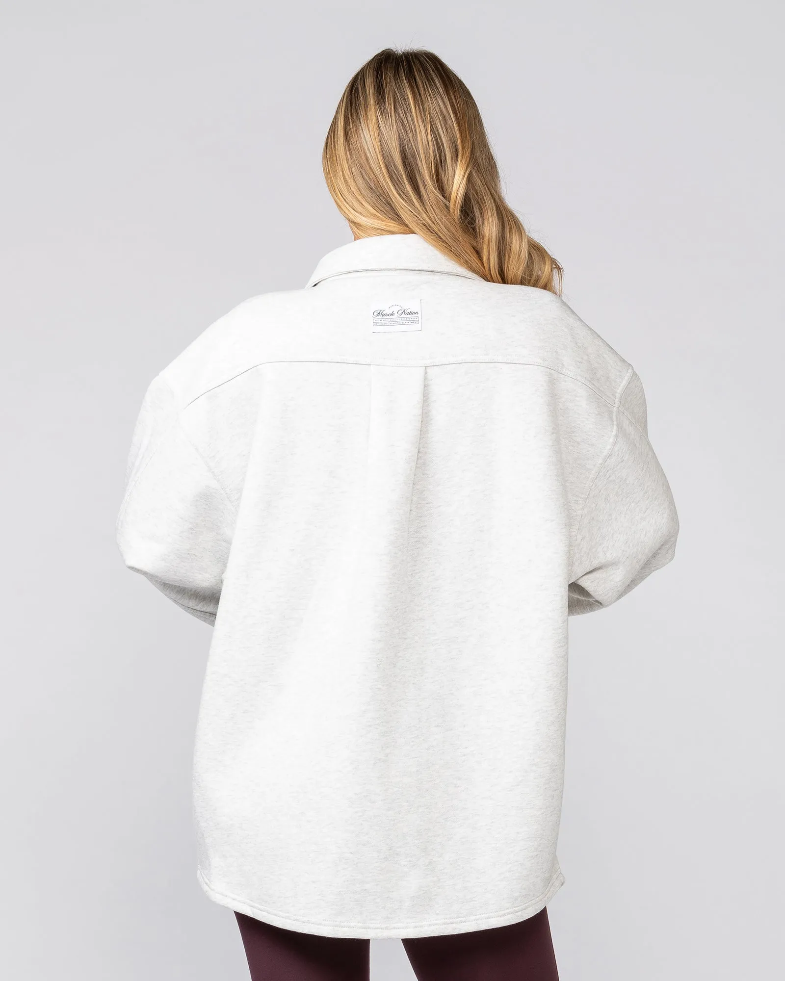 Fleecy Oversized Shacket - Snow Grey Marl sold by Muscle Nation product image thumbnail 4