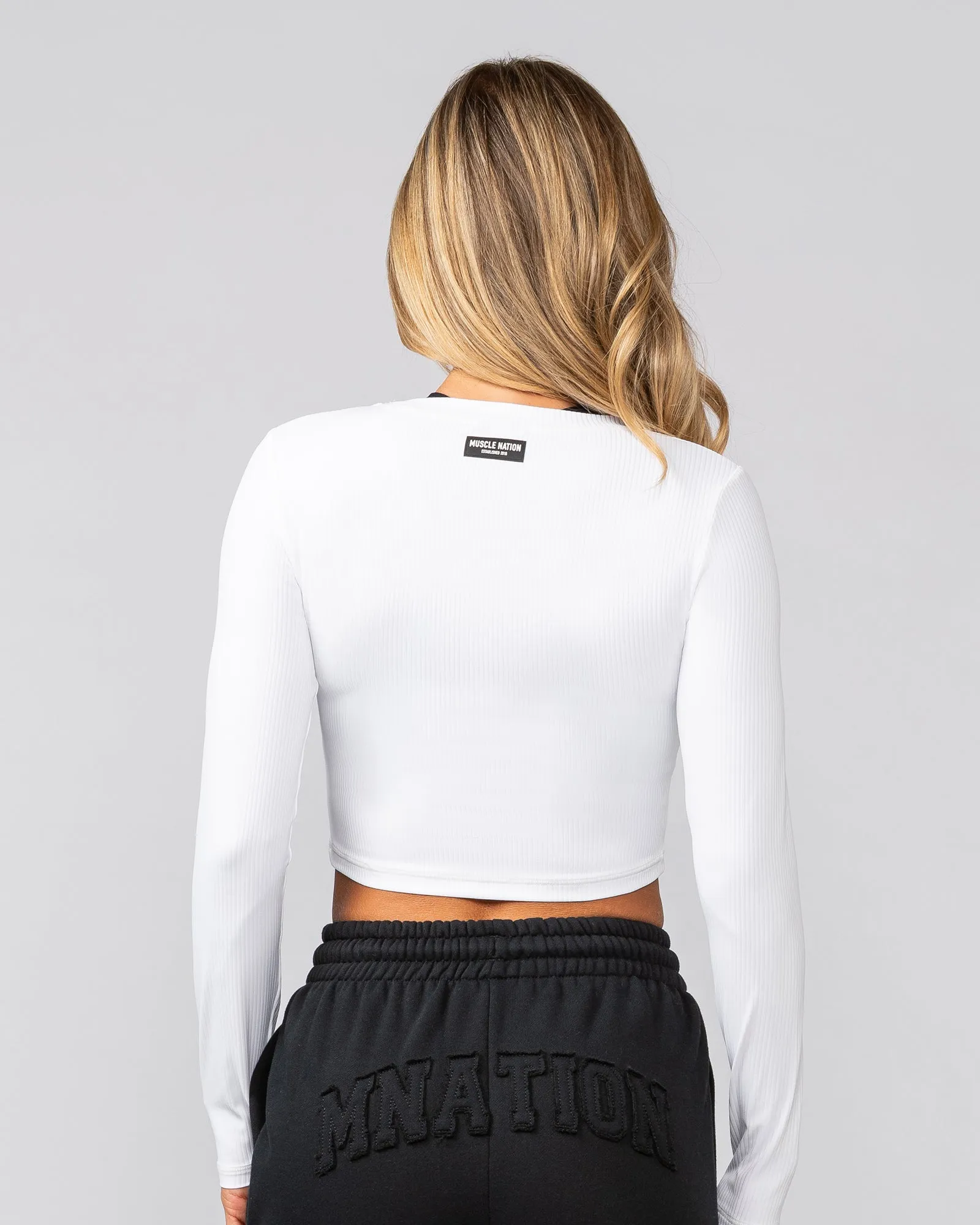 Sculpted Rib Long Sleeve Top - White sold by Muscle Nation product image thumbnail 5