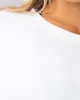 Sculpted Rib Long Sleeve Top - White sold by Muscle Nation