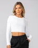 Sculpted Rib Long Sleeve Top - White sold by Muscle Nation