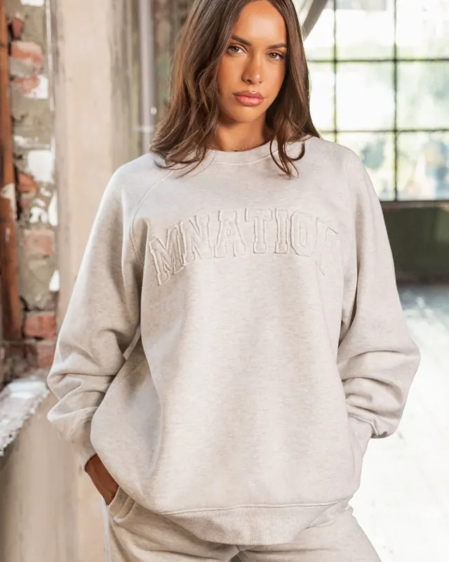 Downtime Oversized Pullover - Snow Grey Marl sold by Muscle Nation