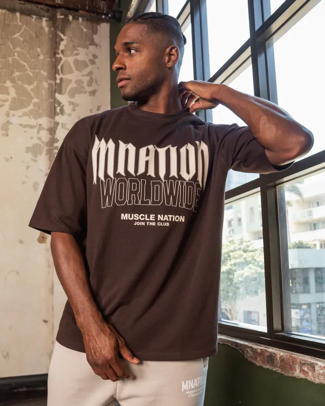 Metal Oversized Tee - Cocoa sold by Muscle Nation