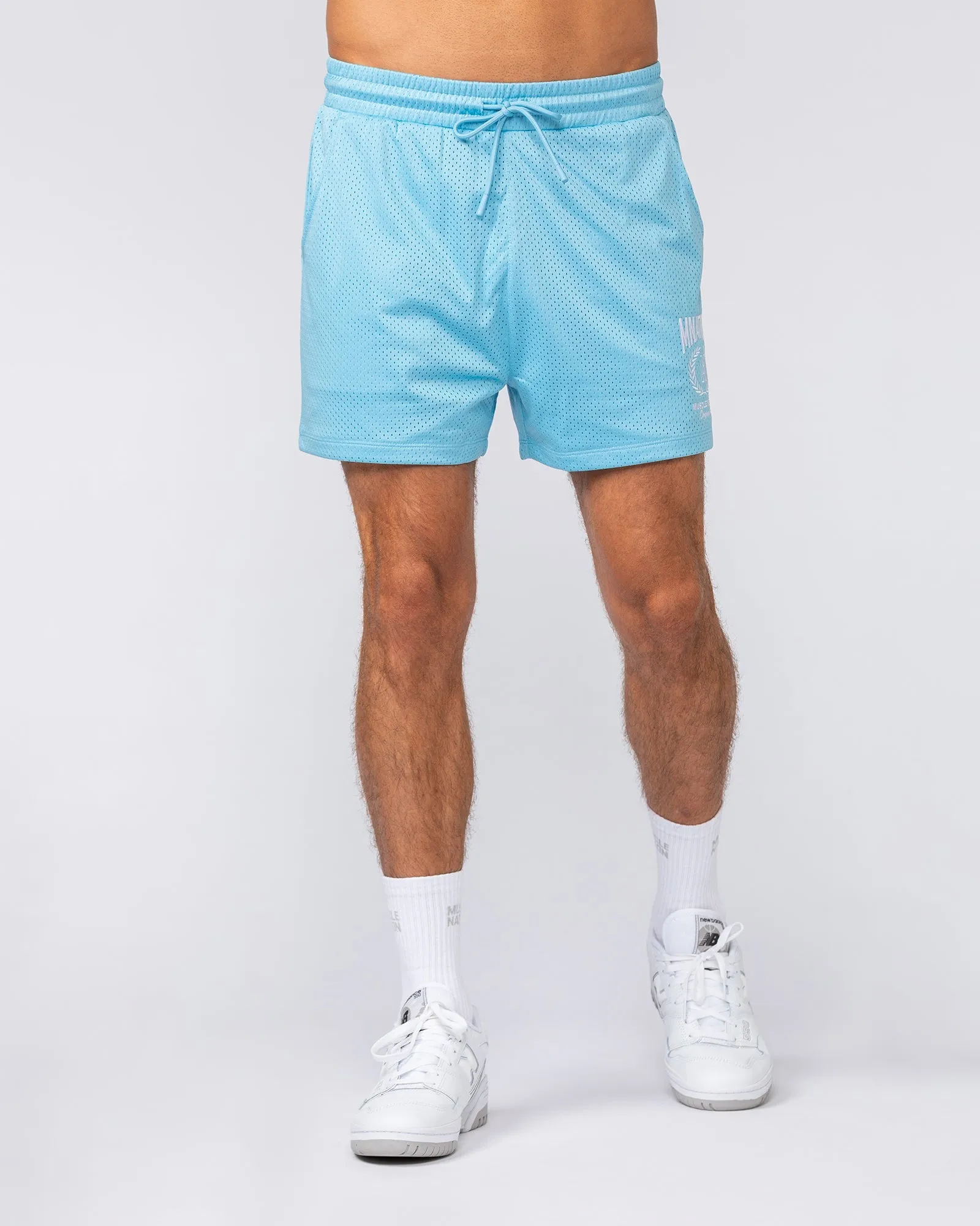 Heritage Crest Lay Up 3.5" Shorts - Light Blue sold by Muscle Nation product image thumbnail 2