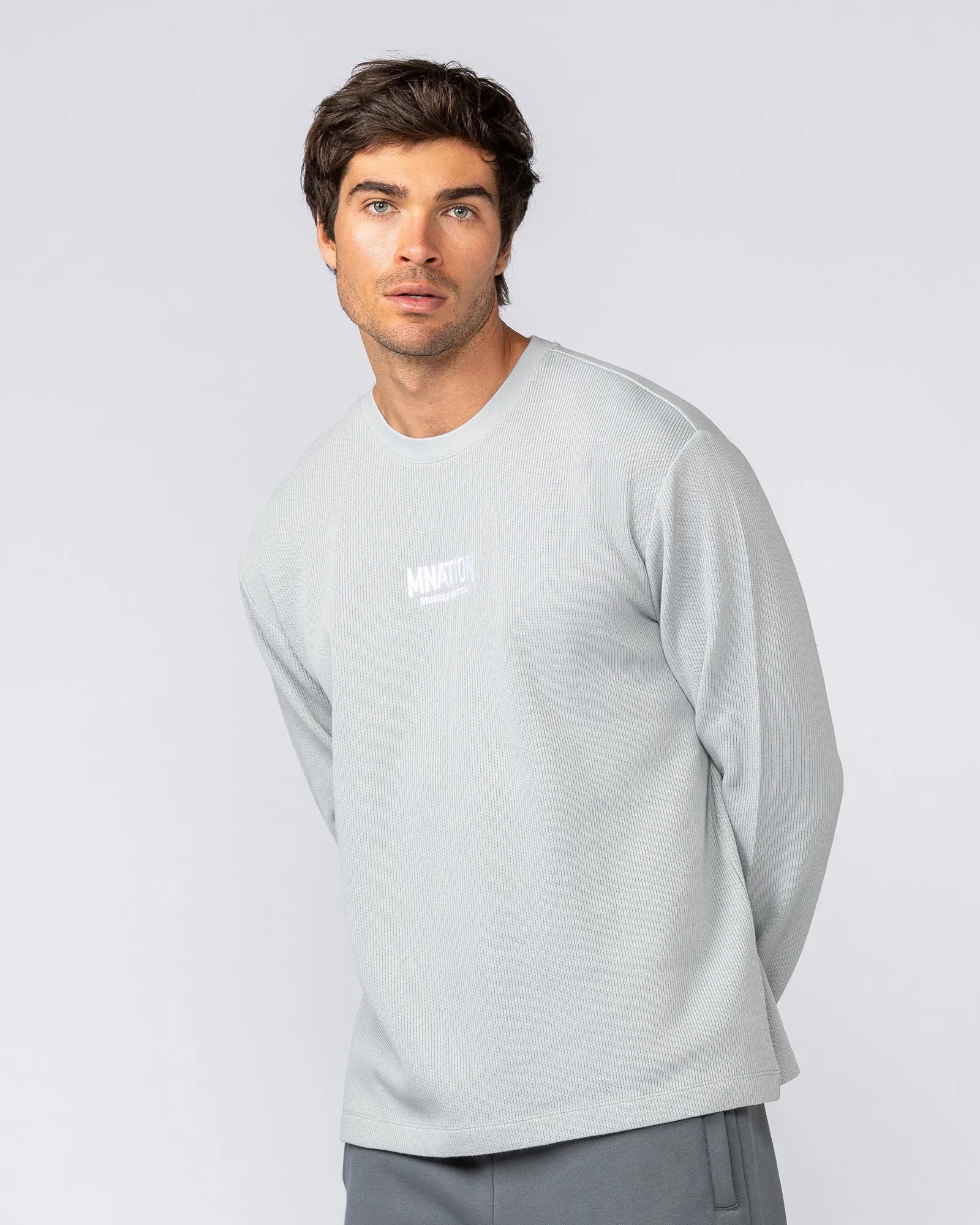 Rib Long Sleeve Tee - Light Grey sold by Muscle Nation product image thumbnail 3
