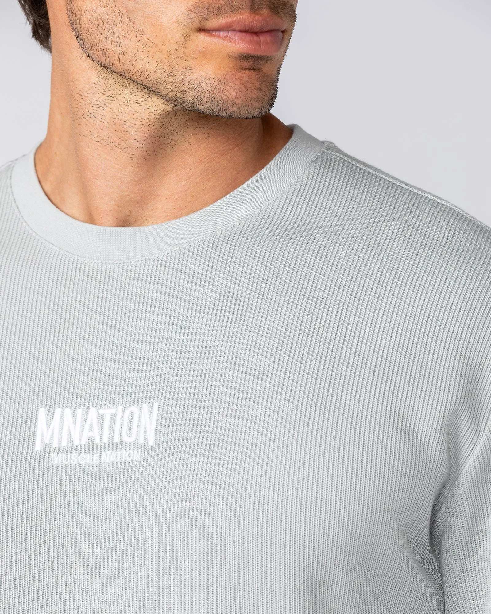 Rib Long Sleeve Tee - Light Grey sold by Muscle Nation product image thumbnail 2