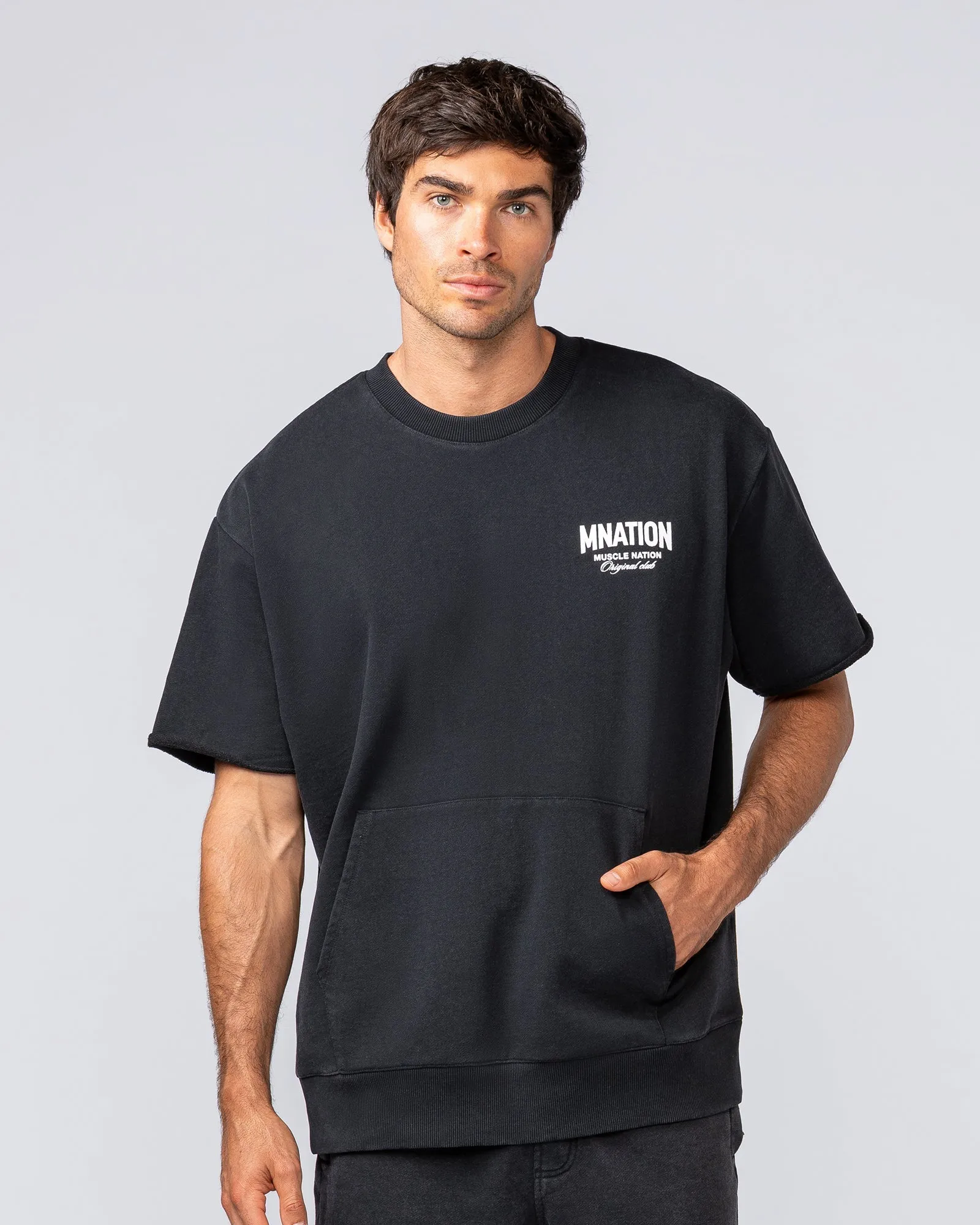 Heritage Loopback Oversized Tee - Washed Black sold by Muscle Nation