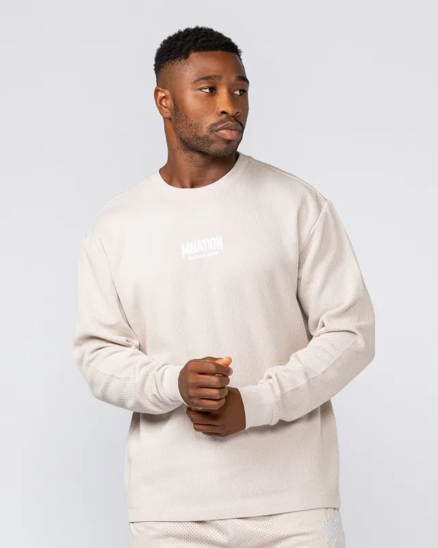 Rib Long Sleeve Tee -  Cream sold by Muscle Nation