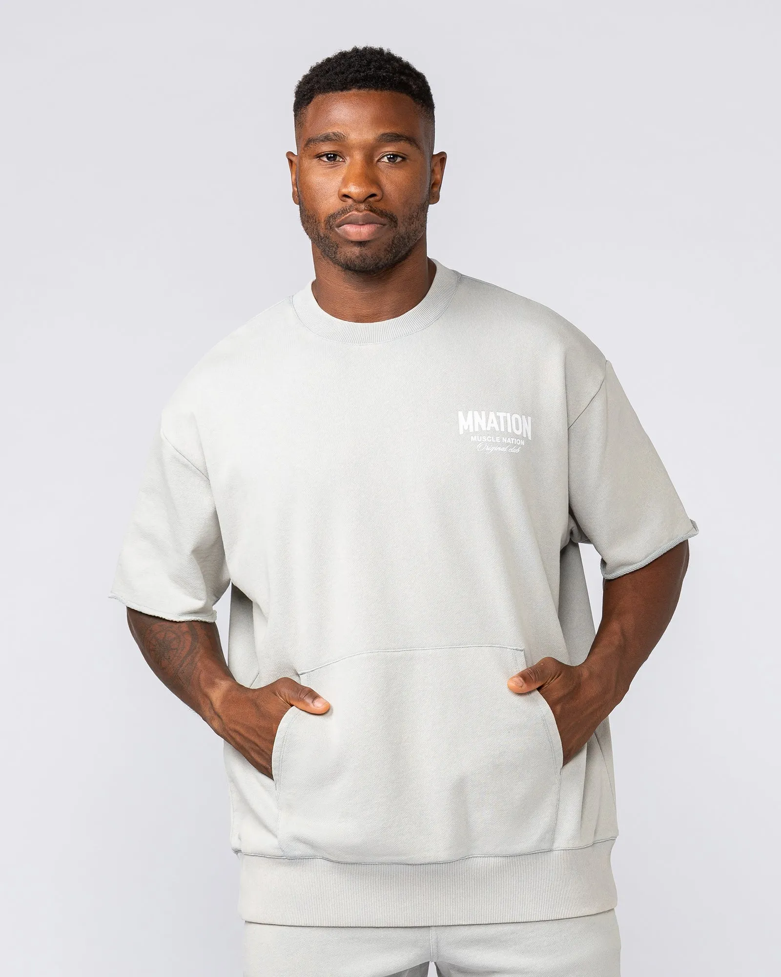 Heritage Loopback Oversized Tee - Washed Light Grey sold by Muscle Nation