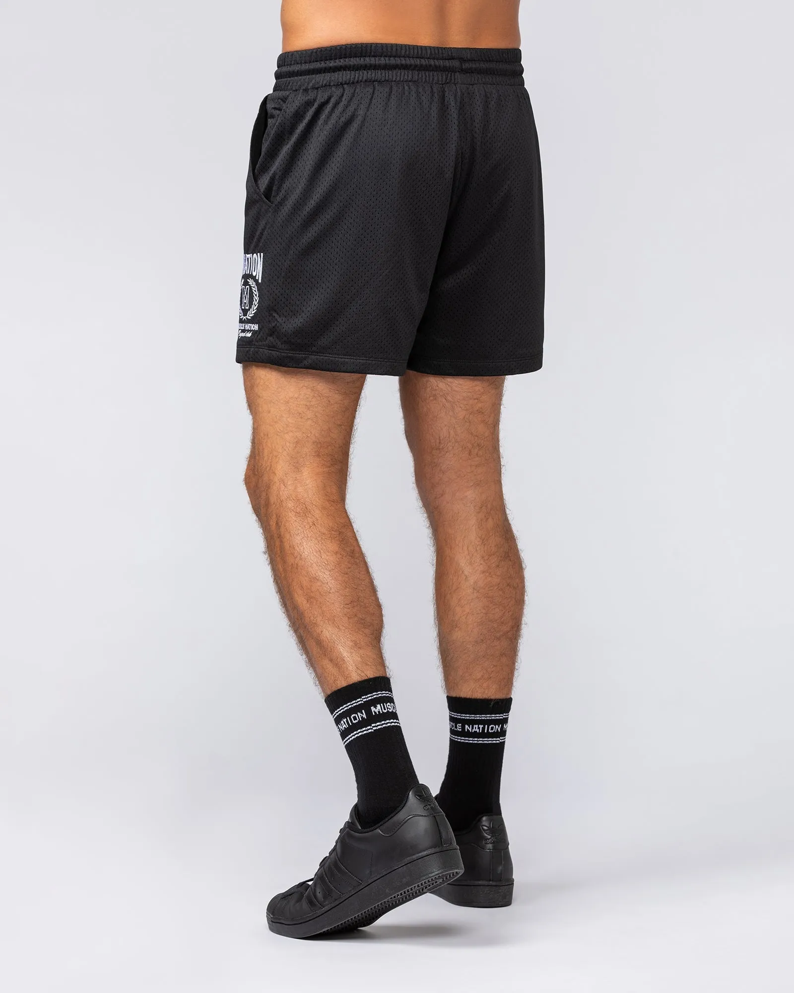 Heritage Crest Lay Up 3.5" Shorts - Black sold by Muscle Nation product image thumbnail 3